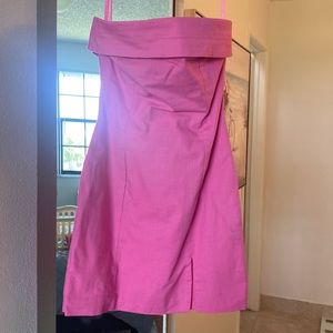 Strapless fitted pink mini